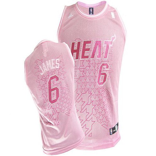 Miami Heat #6 LeBron James Pink Fashion Womens Stitched Jersey Womens