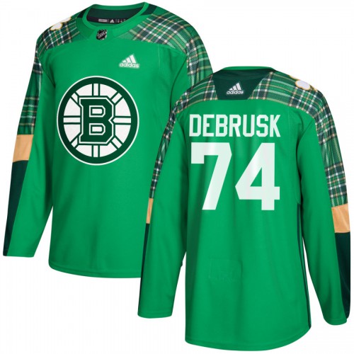 Adidas Boston Bruins #74 Jake DeBrusk adidas Green St. Patrick's Day Authentic Practice Stitched Jersey Men's