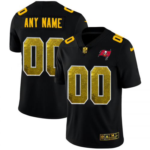 Tampa Bay Buccaneers Custom Men's Black Golden Sequin Vapor Limited Jersey