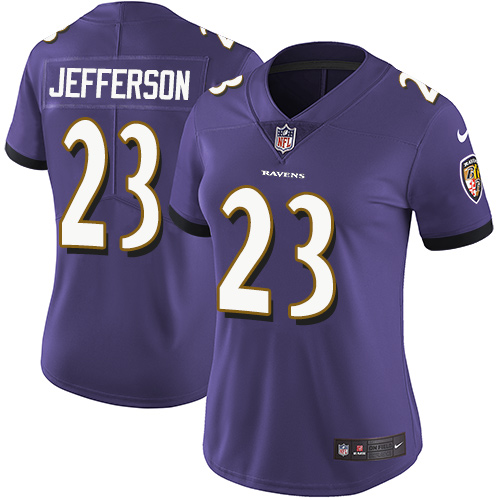 Baltimore Ravens #23 Tony Jefferson Purple Team Color Women's Stitched Vapor Untouchable Limited Jersey Womens
