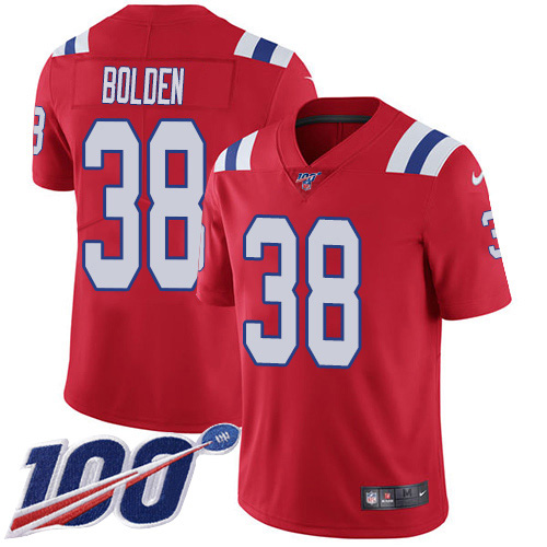 New England Patriots #38 Brandon Bolden Red Alternate Men's Stitched 100th Season Vapor Limited Jersey Men's