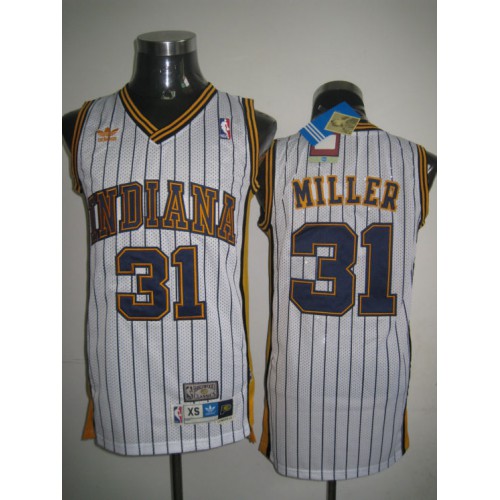 Mitchell and Ness Indiana Pacers #31 Reggie Miller White Stitched Throwback Jersey Mens