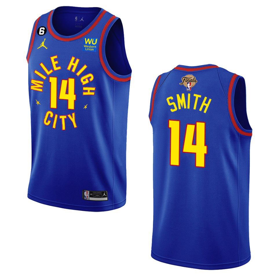 Denver Nuggets #14 Ish Smith Navy 2023 Finals Patch Statement Edition Jersey