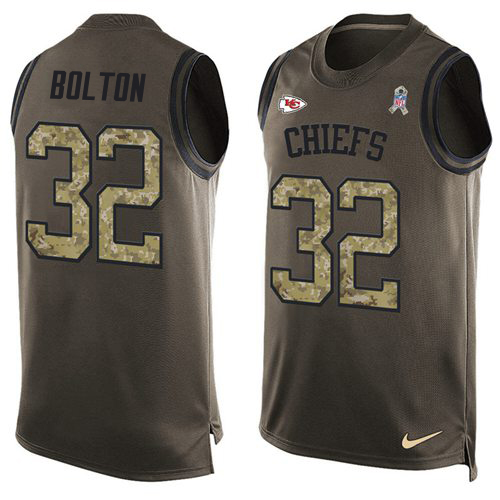Chiefs #32 Nick Bolton Green Men's Stitched Limited Salute To Service Tank Top Jersey