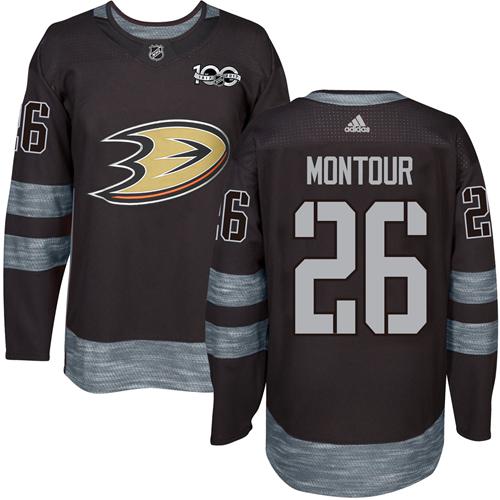 Adidas Anaheim Ducks #26 Brandon Montour Black 1917-2017 100th Anniversary Stitched Jersey Men's