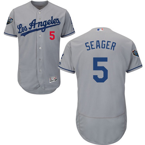 Los Angeles Dodgers #5 Corey Seager Grey Flexbase Authentic Collection 2018 World Series Stitched Jersey Men's