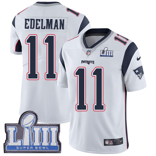Patriots #11 Julian Edelman White Super Bowl LIII Bound Youth Stitched Vapor Untouchable Limited Jersey