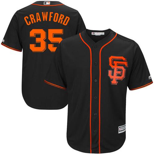 San Francisco Giants #35 Brandon Crawford Black Alternate Stitched Youth Jersey Youth