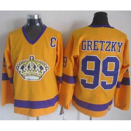 Los Angeles Kings #99 Wayne Gretzky Yellow CCM Throwback Stitched Jersey Men's