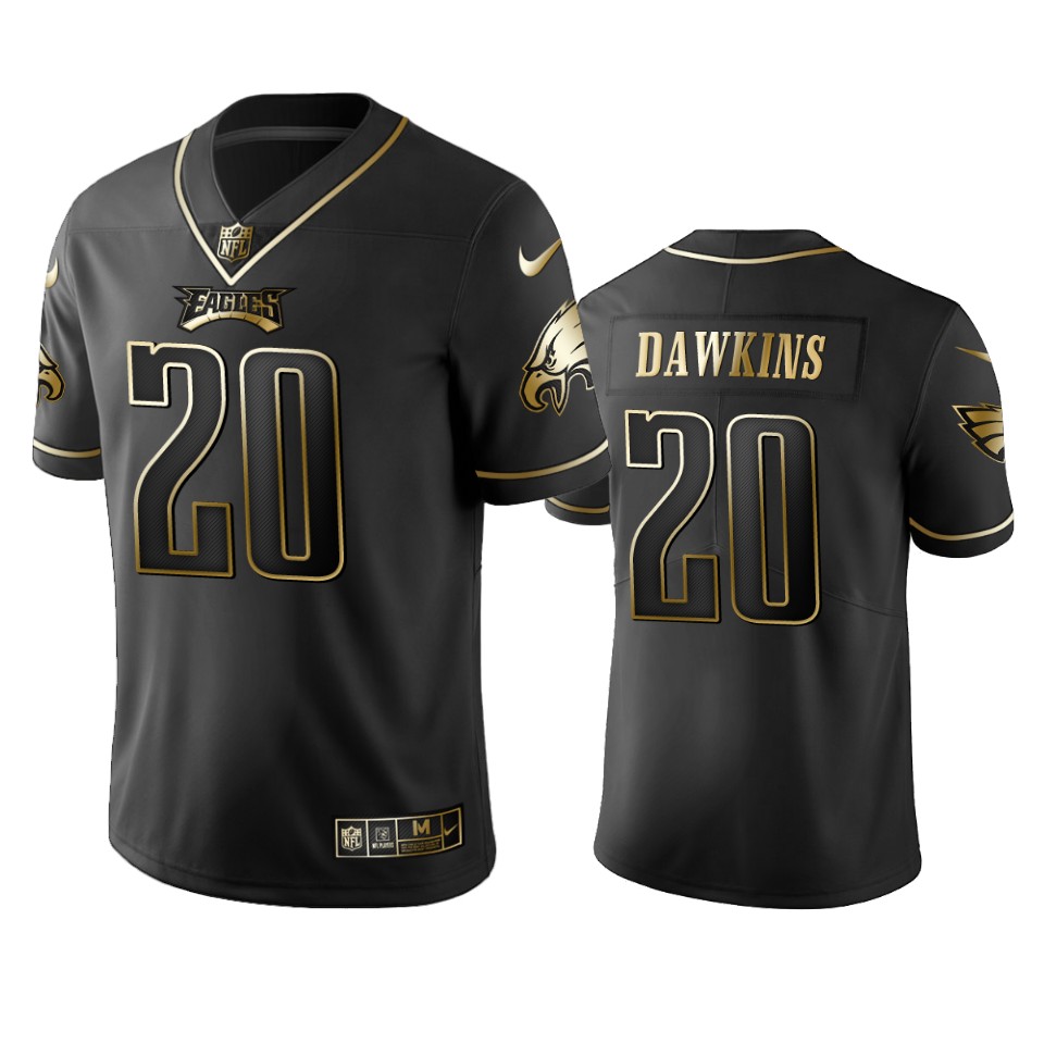 Eagles #20 Brian Dawkins Black Golden Limited Edition Stitched Jersey