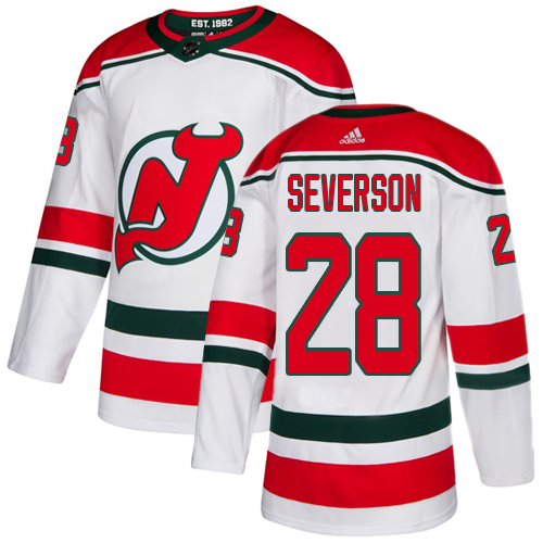Adidas New Jersey Devils #28 Damon Severson White Alternate Authentic Stitched Jersey Men's