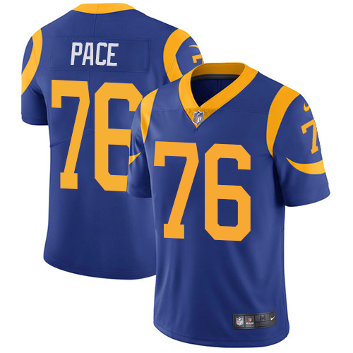 Los Angeles Rams #76 Orlando Pace Royal Blue Alternate Men's Stitched Vapor Untouchable Limited Jersey Men's
