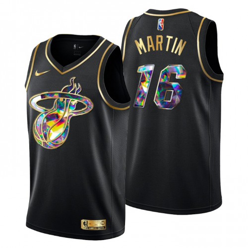 Miami Miami Heat #16 Caleb Martin Mens Golden Edition Diamond Logo 2021/22 Swingman Jersey - Black Mens