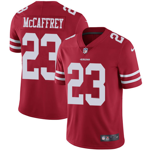 49ers #23 Christian McCaffrey Red Team Color Youth Stitched Vapor Untouchable Limited Jersey