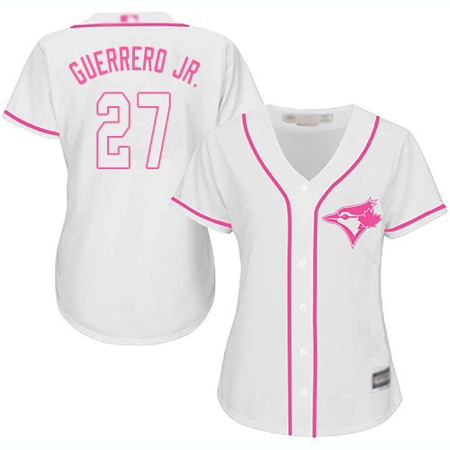 Toronto Blue Jays #27 Vladimir Guerrero Jr. White/Pink Fashion Women's Stitched Jersey Womens
