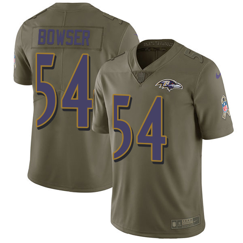 Baltimore Ravens #54 Tyus Bowser Olive Youth Stitched Limited 2017 Salute to Service Jersey Youth