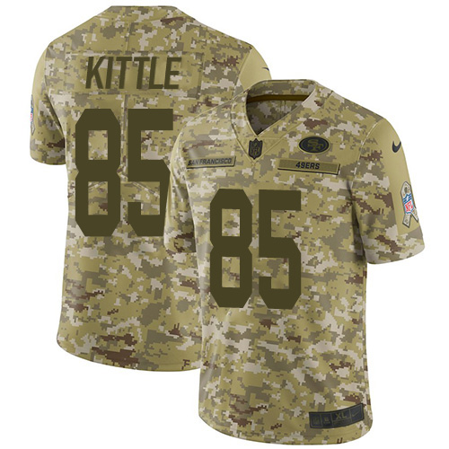 49ers #85 George Kittle Camo Men's Stitched Limited 2018 Salute To Service Jersey