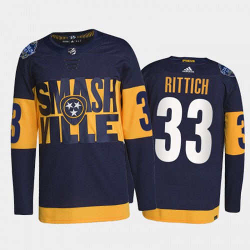 Adidas Nashville Predators #33 David Rittich Men's 2022 Stadium Series Authentic Jersey - Navy Men's