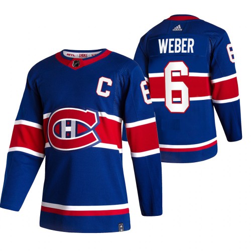 Montreal Montreal Canadiens #6 Shea Weber Blue Men's Adidas 2020-21 Reverse Retro Alternate Jersey Men's