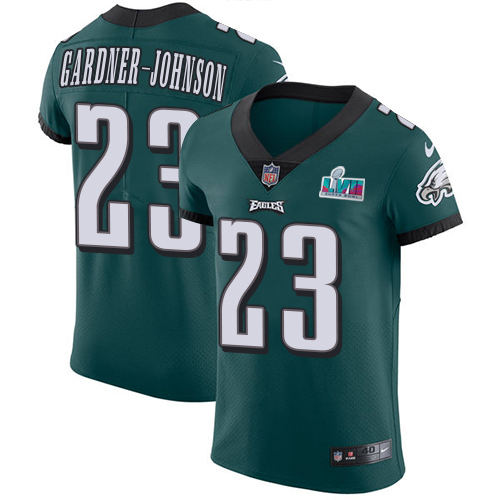 Eagles #23 C.J. Gardner-Johnson Green Team Color Super Bowl LVII Patch Men's Stitched Vapor Untouchable Elite Jersey