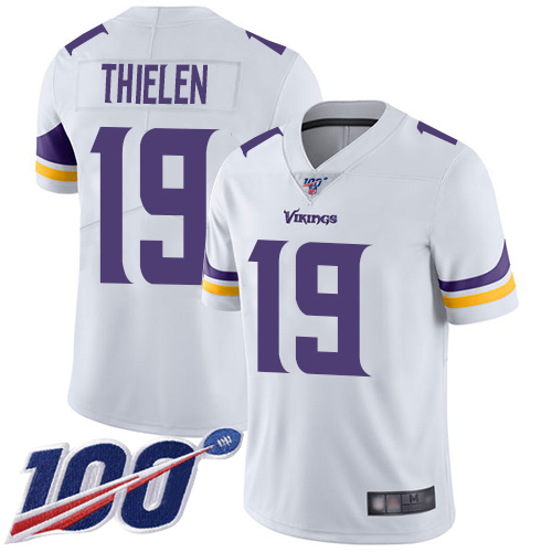 Vikings #19 Adam Thielen White Men's Stitched 100th Season Vapor Limited Jersey