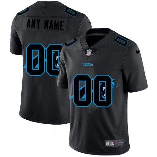 Carolina Panthers Custom Men's Team Logo Dual Overlap Limited Jersey Black