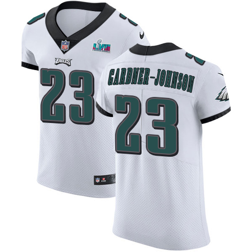 Eagles #23 C.J. Gardner-Johnson White Super Bowl LVII Patch Men's Stitched New Elite Jersey