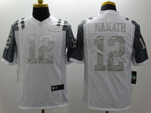Jets #12 Joe Namath White Men's Stitched Limited Platinum Jersey