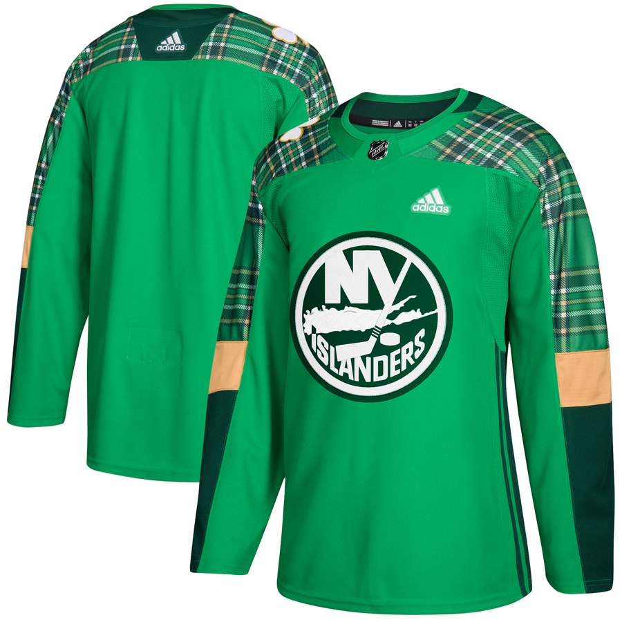 Adidas Islanders Blank Adidas Green St. Patrick's Day Authentic Practice Stitched Jersey