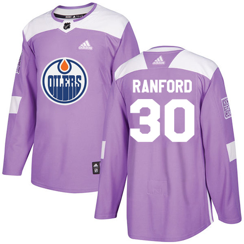 Adidas Edmonton Oilers #30 Bill Ranford Purple Authentic Fights Cancer Stitched Jersey Men's