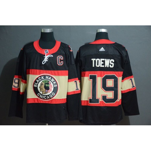 Adidas Chicago Blackhawks #19 Jonathan Toews Men's Black Classic Retro Stitched Jersey Men's