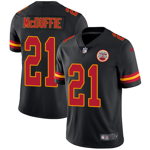 Chiefs #21 Trent McDuffie Black Men's Stitched Limited Rush Jersey