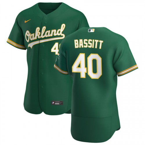 Oakland Oakland Athletics #40 Chris Bassitt Men's Kelly Green Alternate 2020 Authentic Player Jersey Men's