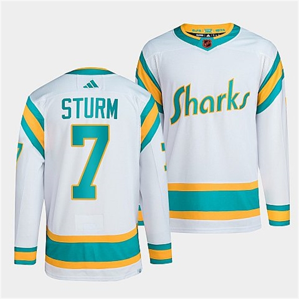 San Jose Sharks #7 Nico Sturm Men's Adidas Reverse Retro 2.0 Authentic Player Jersey - White