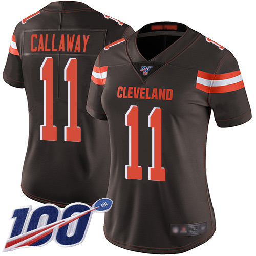 Cleveland Browns #11 Antonio Callaway Brown Team Color Women's Stitched 100th Season Vapor Limited Jersey Womens