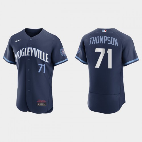 Chicago Chicago Cubs #71 Keegan Thompson Men's 2021 City Connect Authentic Navy Jersey Men's
