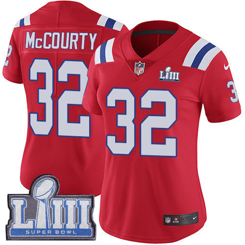 Patriots #32 Devin McCourty Red Alternate Super Bowl LIII Bound Women's Stitched Vapor Untouchable Limited Jersey