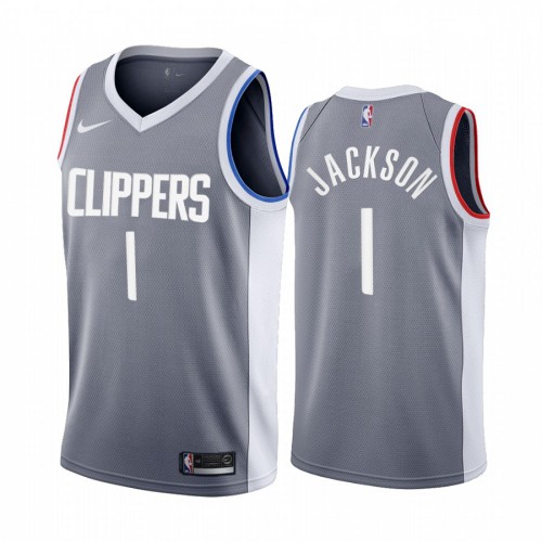 Los Angeles Los Angeles Clippers #1 Reggie Jackson Gray Youth Swingman 2020-21 Earned Edition Jersey Youth