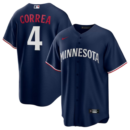 Men's Youth Women Minnesota Twins #4 Carlos Correa Alternate Replica Player Jersey - Navy