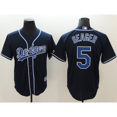 Los Angeles Dodgers #5 Corey Seager Navy Blue New Cool Base Stitched Jersey Men's