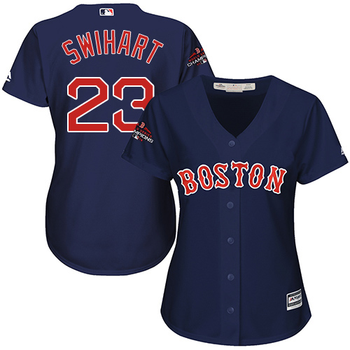 Boston Red Sox #23 Blake Swihart Navy Blue Alternate 2018 World Series Champions Women's Stitched Jersey Womens