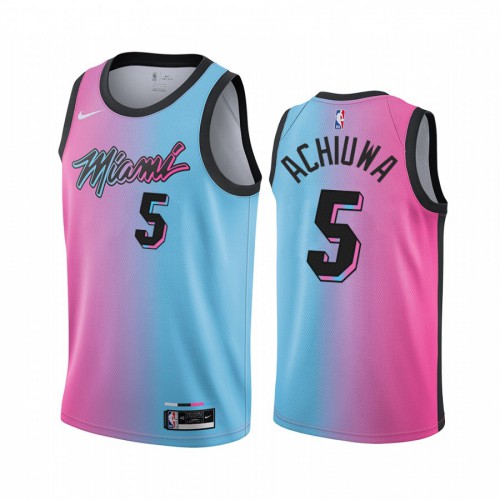 Miami Heat #5 Precious Achiuwa Blue Pink Womens Swingman 2020-21 City Edition Jersey Womens