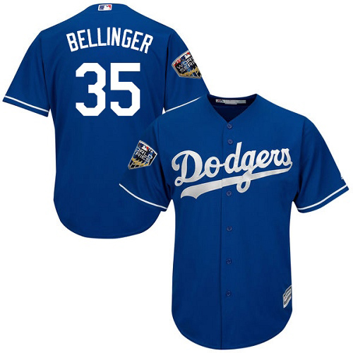 Los Angeles Dodgers #35 Cody Bellinger Blue New Cool Base 2018 World Series Stitched Jersey Men's