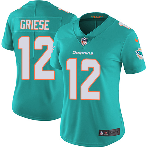 Miami Dolphins #12 Bob Griese Aqua Green Team Color Women's Stitched Vapor Untouchable Limited Jersey Womens