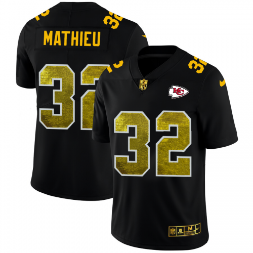 Kansas City Kansas City Chiefs #32 Tyrann Mathieu Men's Black Golden Sequin Vapor Limited Jersey Men's