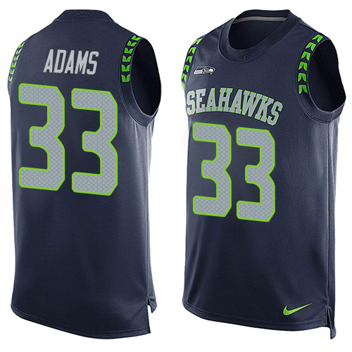 Seahawks #33 Jamal Adams Steel Blue Team Color Men's Stitched Limited Tank Top Jersey