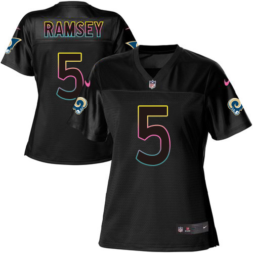 Rams #5 Jalen Ramsey Black Women's Fashion Game Jersey