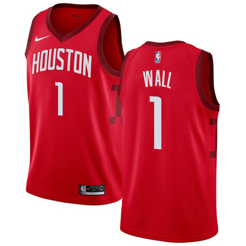Houston Rockets #1 John Wall Red Swingman Earned Edition Jersey Mens
