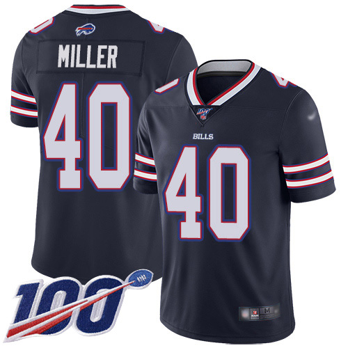 Bills #40 Von Miller Navy Men's Stitched Limited Inverted Legend 100th Season Jersey