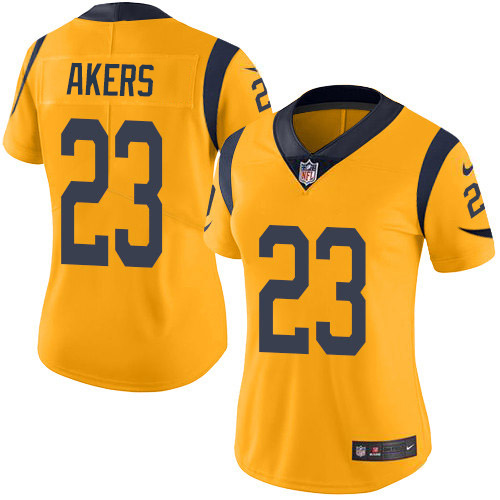Los Angeles Rams #23 Cam Akers Gold Women's Stitched Limited Rush Jersey Womens
